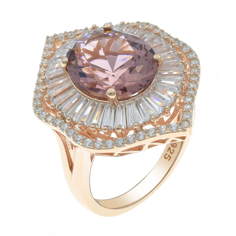 Women Splendour Rose Gold Plated Morganite Nano Ring