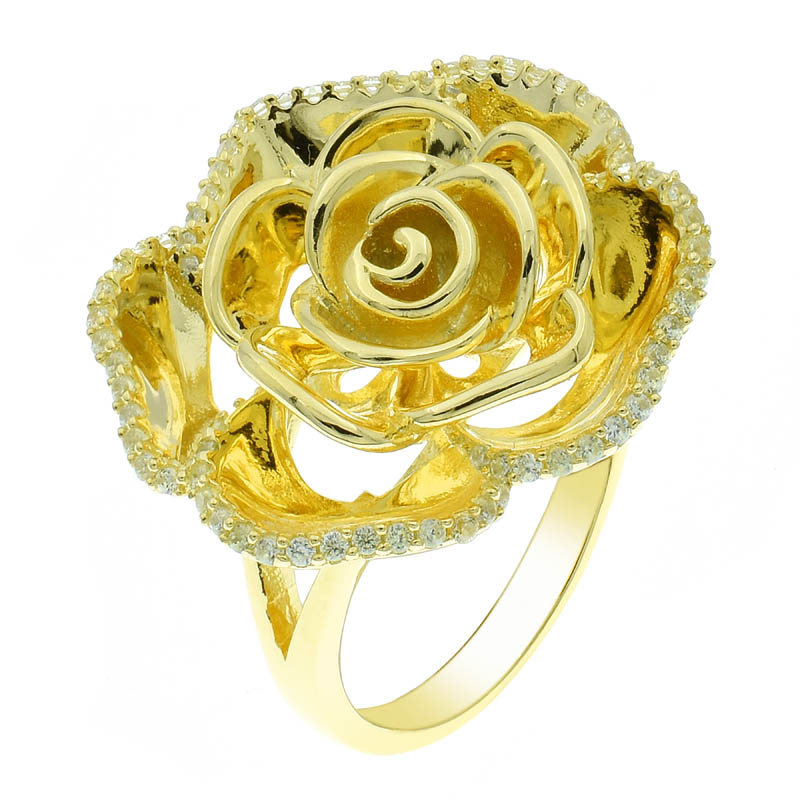 Gold Plated Rose Ring For Ladies