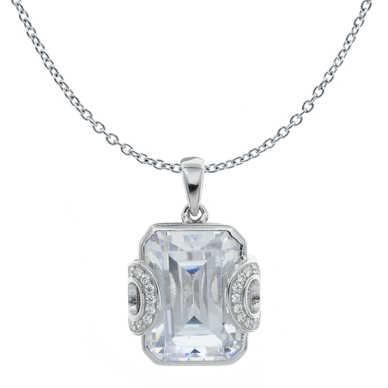 Silver Pendant Jewelry With White CZ