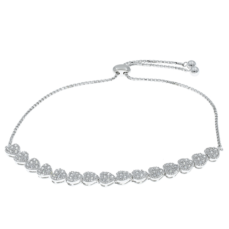 Heart Composite Bolo Silver Bracelet