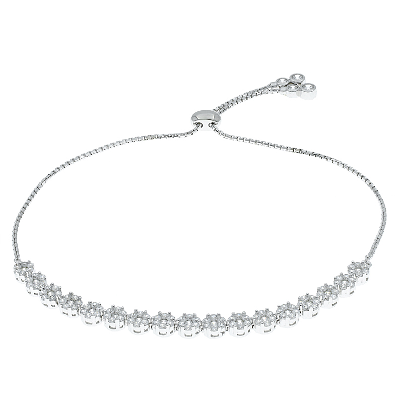 Tennis Adjustable Bolo Jewelry Silver Bracelet