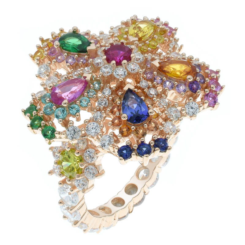 Women Eternity Multicolor Flower Jewelry Ring