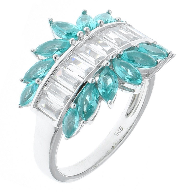 Women Baguette Jewelry Ring With Paraiba 