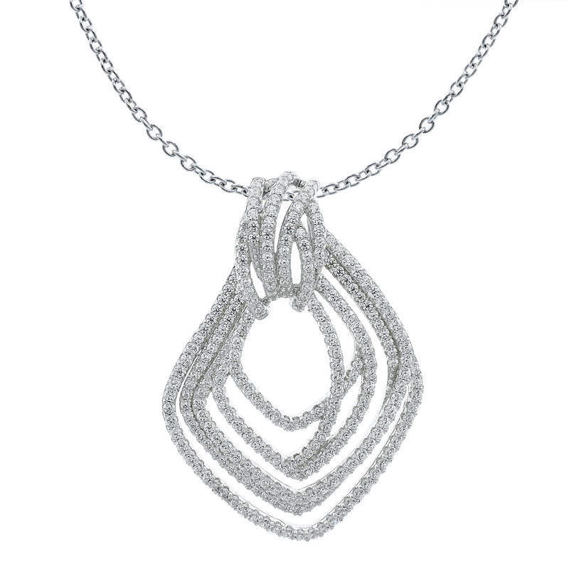 Women Multi Lines Pendant With Clear Stones