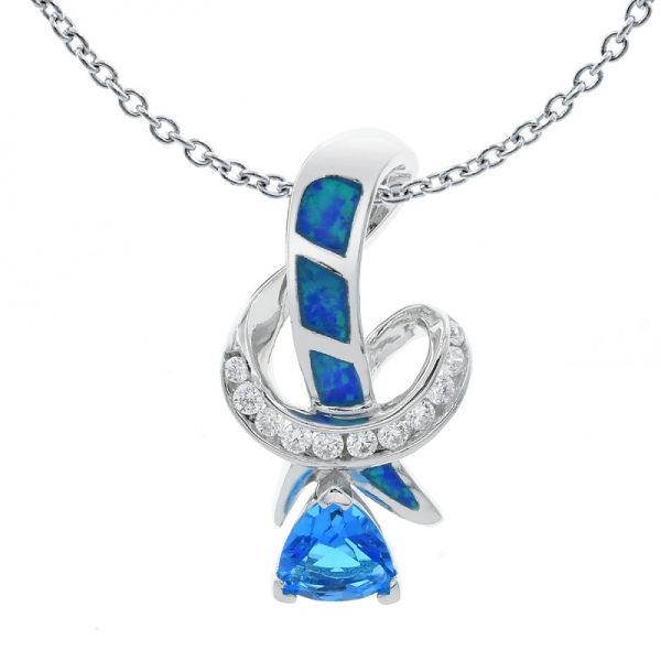 okyanus mavi taşlarla büyüleyici 925 gümüş opal kolye 
