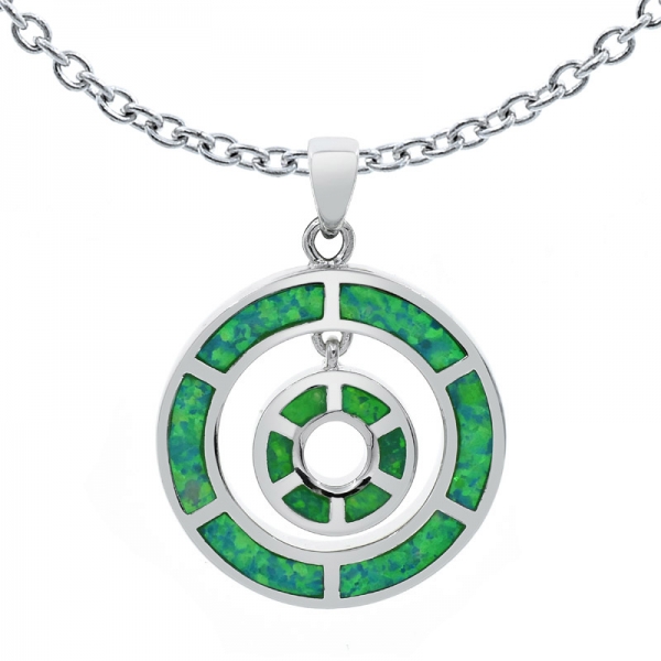 925 gümüş çift yuvarlak şekli yeşil lab opal kolye 