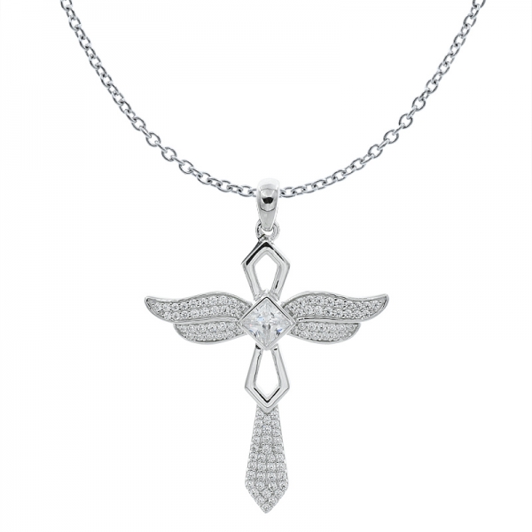 Modern moda 925 gümüş kanat çapraz melek takı kolye 