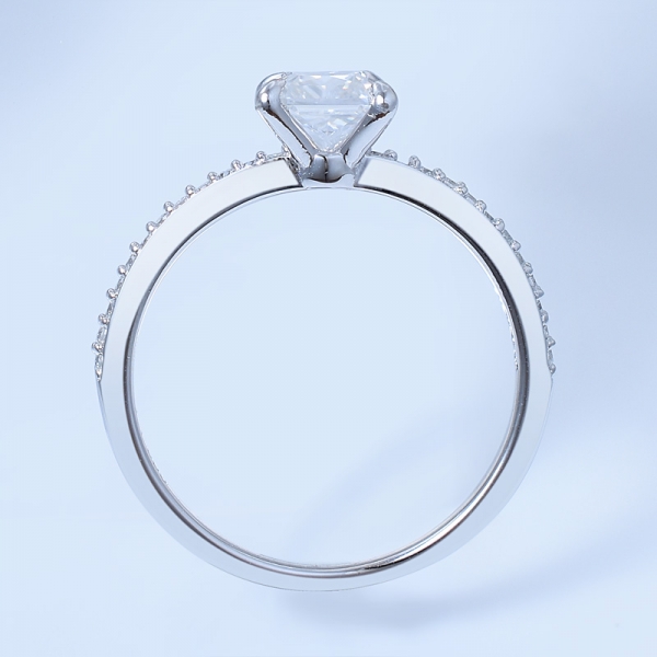 Kare şekli beyaz cz ile 925 ayar gümüş açacağı nişan yüzüğü 