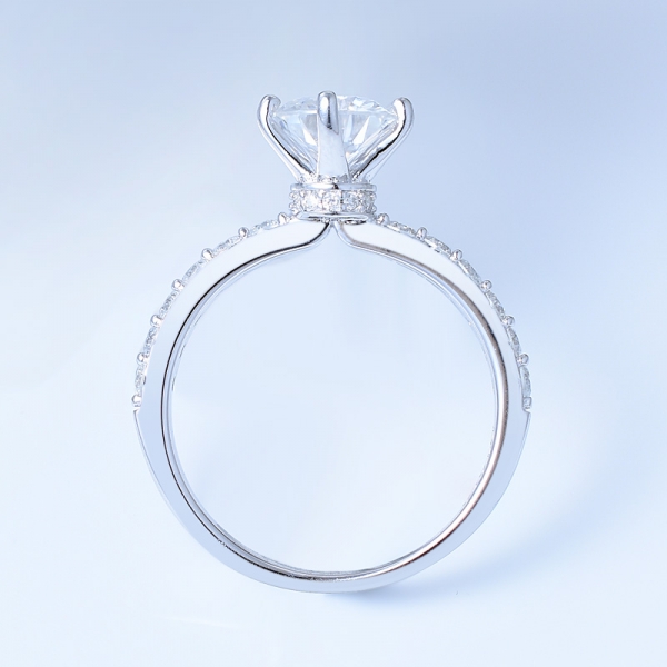 Yuvarlak şekil beyaz cz ile 925 ayar gümüş açacağı nişan yüzüğü 