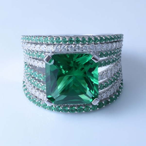 Yeşil nano ile 925 ayar gümüş kadın yüzüğü 