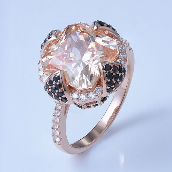 serin şampanya cz altın yükseldi gümüş prenses şeklinde nişan yüzüğü 