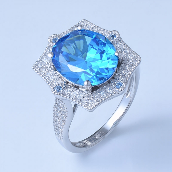 4ct oval neon mavi apatit simüler rodyum sterlini tasarım nişan yüzüğü üzerinde 