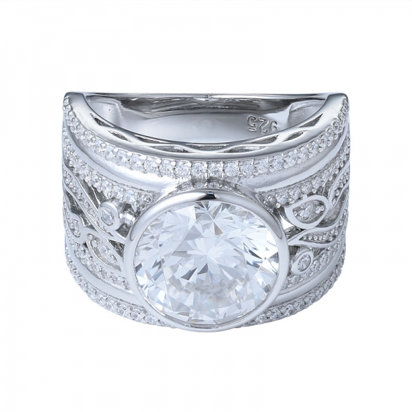 925 gümüş cz takı temizle beyaz 10mm 5 karat kübik zirkonya elmas nişan yüzüğü için 