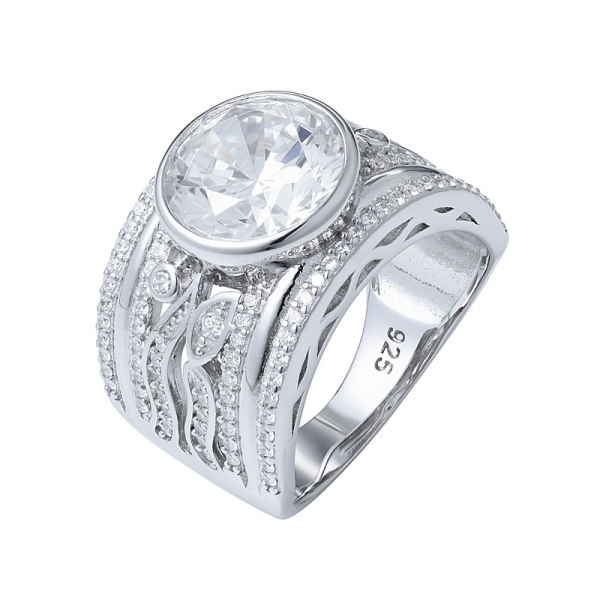 925 gümüş cz takı temizle beyaz 10mm 5 karat kübik zirkonya elmas nişan yüzüğü için 