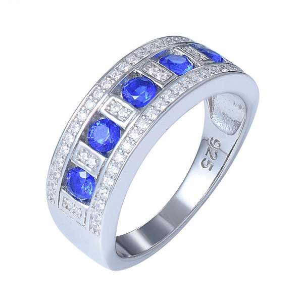 Oluşturulan mavi safir taş gümüş 925 takı seti kadınlar düğün nişan hediye 