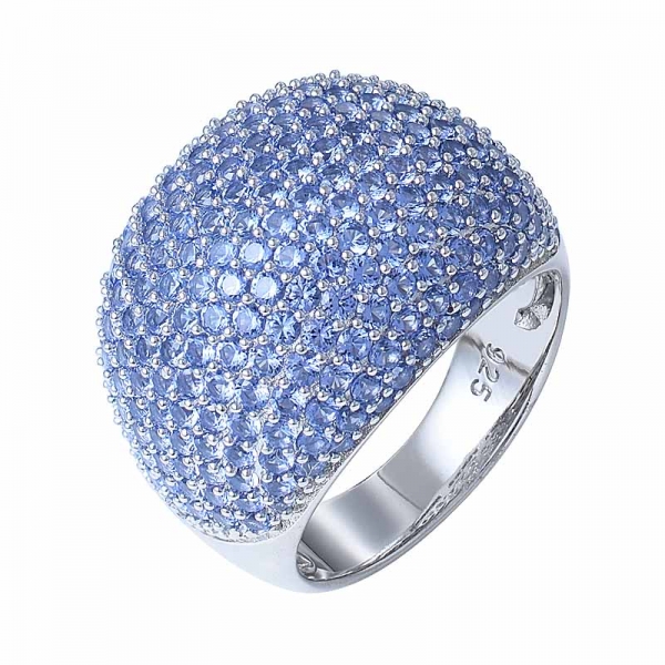 925 ayar Gümüş küçük tanzanit mavi topaz nişan yüzüğü 