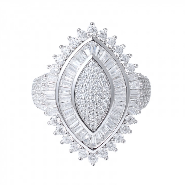 toptan satış 925 gümüş markiz şekli açık zirkon taş nişan yüzüğü 
