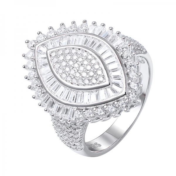 toptan satış 925 gümüş markiz şekli açık zirkon taş nişan yüzüğü 