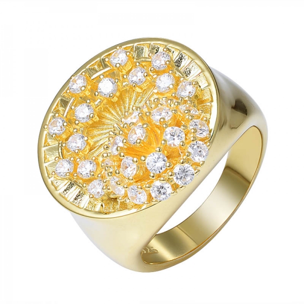  925 gümüş çiçek tomurcuğu tasarım yüzük Sarı altın kaplama 