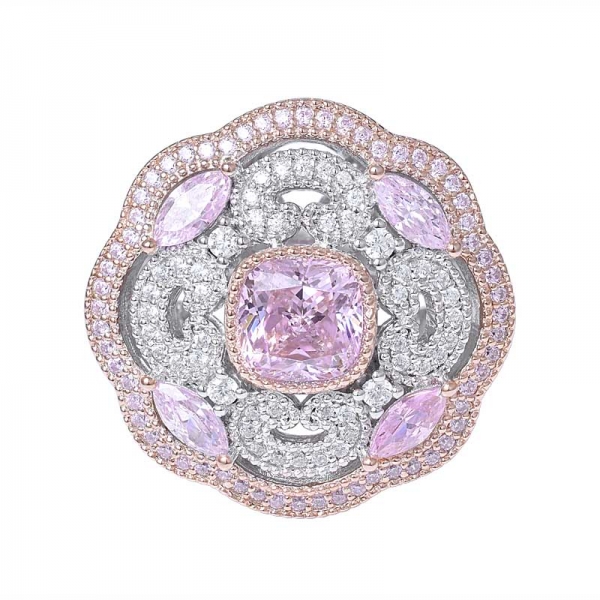 moda tasarımı 1ct yastık kesim açık pembe elmas nişan yüzüğü 