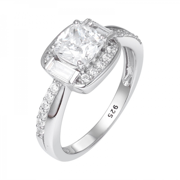 minder kesim beyaz Cz rodyum üzeri 925 gümüş nişan yüzüğü 