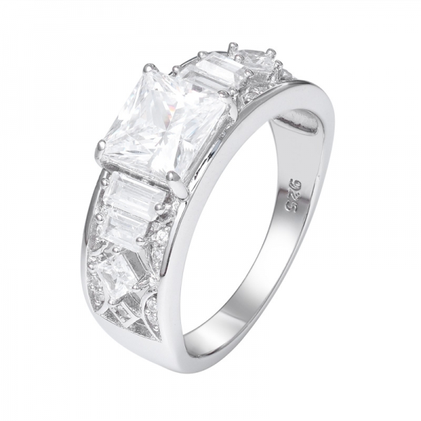  AAAAA beyaz CZ 1 karat prenses üzeri rodyum kesti 925 gümüş söz nişan yüzüğü 