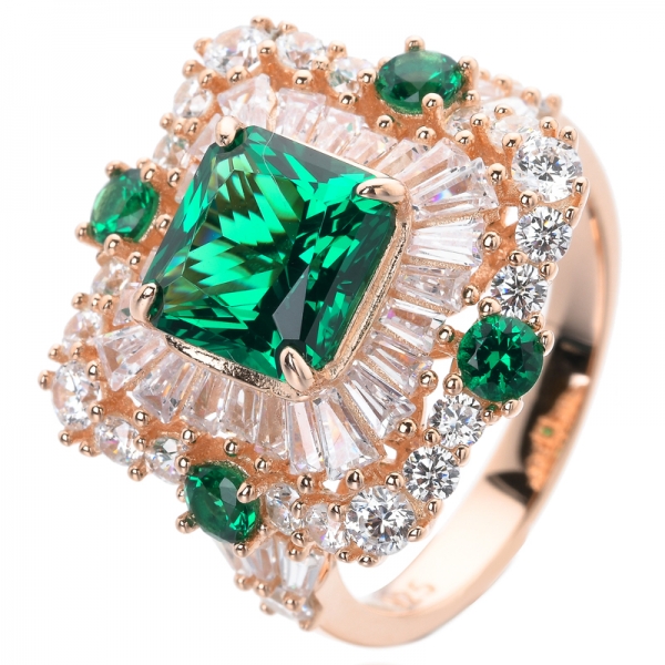 925 ayar gümüş kare kesim yeşil zümrüt kadın evlilik nişan yüzüğü yarattı 