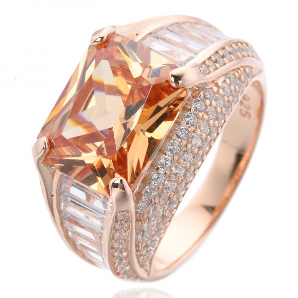 18K pembe altın dolgulu oluşturulan morganit değerli taş nişan gelin kadın yüzüğü 