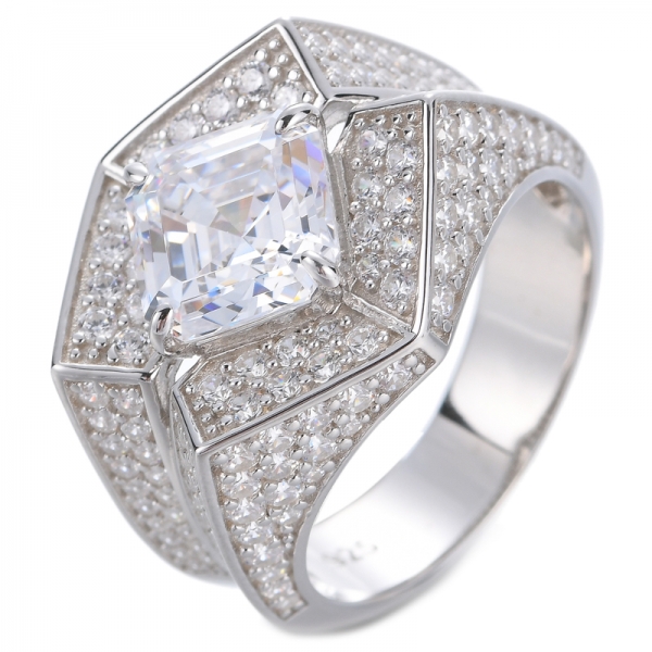 art deco tarzı kanarya sarı AAA CZ asscher kesim kadınlar için nişan yüzüğü 