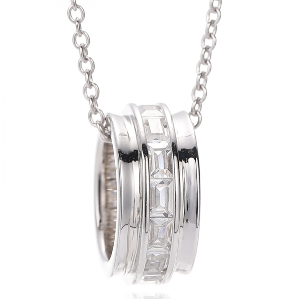 Baget Gökkuşağı Kübik Zirkonyum Rodyum Gümüş Kolye 