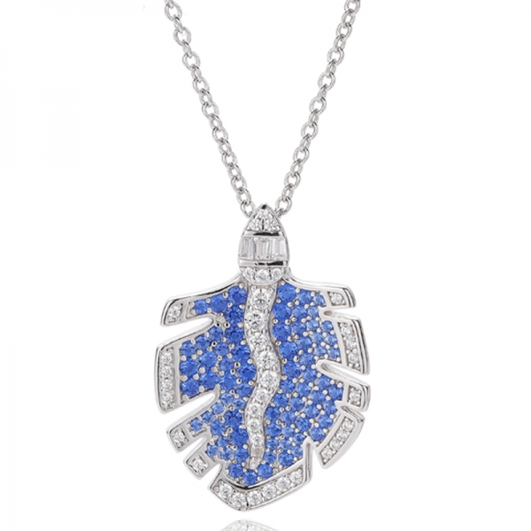 Yuvarlak Yeşil Nano ve Konik Beyaz Kübik Zirkonyum Rodyum Gümüş Kolye 