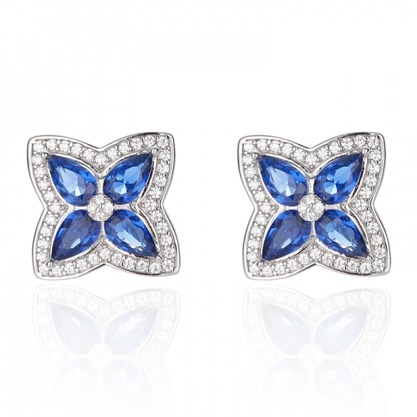 Gül Altın Kaplamalı 925 Armut Şeklinde Morganit Nano ve Yuvarlak Beyaz Kübik Zirkonyum Gümüş Küpe 